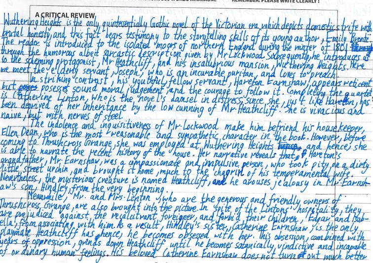 Zaid Faisal's written entry for Wuthering Heights by Emily Bronte